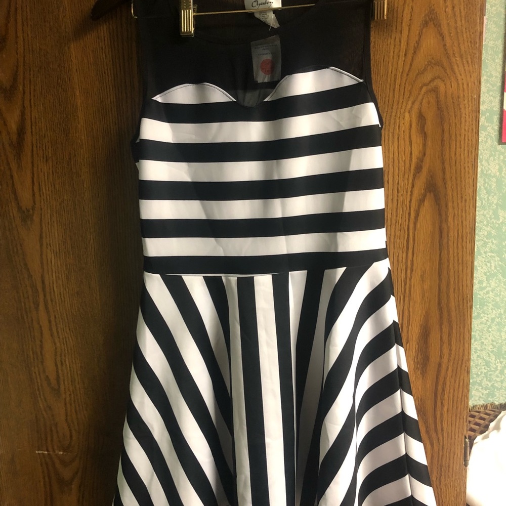 Black and white striped dress